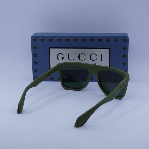 Gucci GG1570S 007 Square Sunglasses - Matte Green/Green - Picture 10 of 10